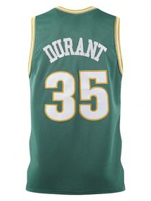 Atonmore Men's Basketball Jersey, Size 35, Green, Embroidered & Stitched Basketball Shirt, Sleeveless Sports Vest Spring - Green - View 2