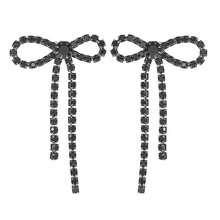 1 对优雅时尚水钻蝴蝶结流苏耳环，适合女性日常佩戴