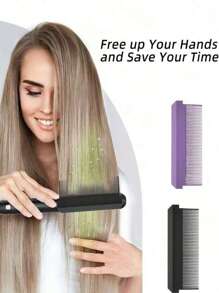 1 Piece Of Hair Straightener (The Product Is Made Of Plastic, And It Is Used On The Straight Clip With Black Glue, Which Is Very Firm), Suitable For Rectangular And Square Hair Straightener, Not Suitable For Circular Hair Straightener, High-Temperature Modeling Flat Iron Comb, Self-Adhesive Hair Straightener Accessories