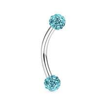 16G Crystal Ferido Ball Curved Barbell Eyebrow Ear Ring Body Piercing Jewelry 8mm