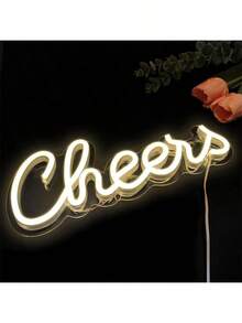 Insegna al neon "Brindisi", Insegna al neon a LED per decorazione da parete, alimentata tramite USB, adatta per feste, casa, stanza, matrimonio, Natale, festa, addio al celibato, bar, festa della birra