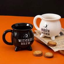 1pc Creative Ceramic Mug With Handle, 350ml Wide Mouth Black Witch Brewing Pattern Coffee Cup, Suitable For Holding Candy, Chocolate, Tea, Cereal, Decorative For Holiday Tabletop, Halloween Gift - Multicolor - View 6