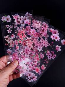 6张/包 粉色樱花系列 PET 装饰贴纸，适用于剪贴簿 - 粉色 - 查看 3