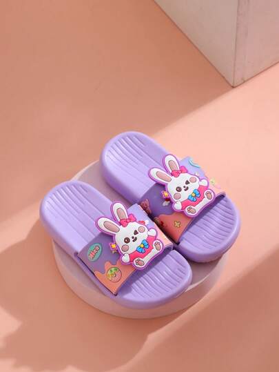 TEEOEC 2025新款时尚女童舒适拖鞋，可爱兔子卡通图案，轻便透气，室内外均可穿着，厚防滑鞋底，沙滩凉鞋，适合幼儿女孩的清新风格