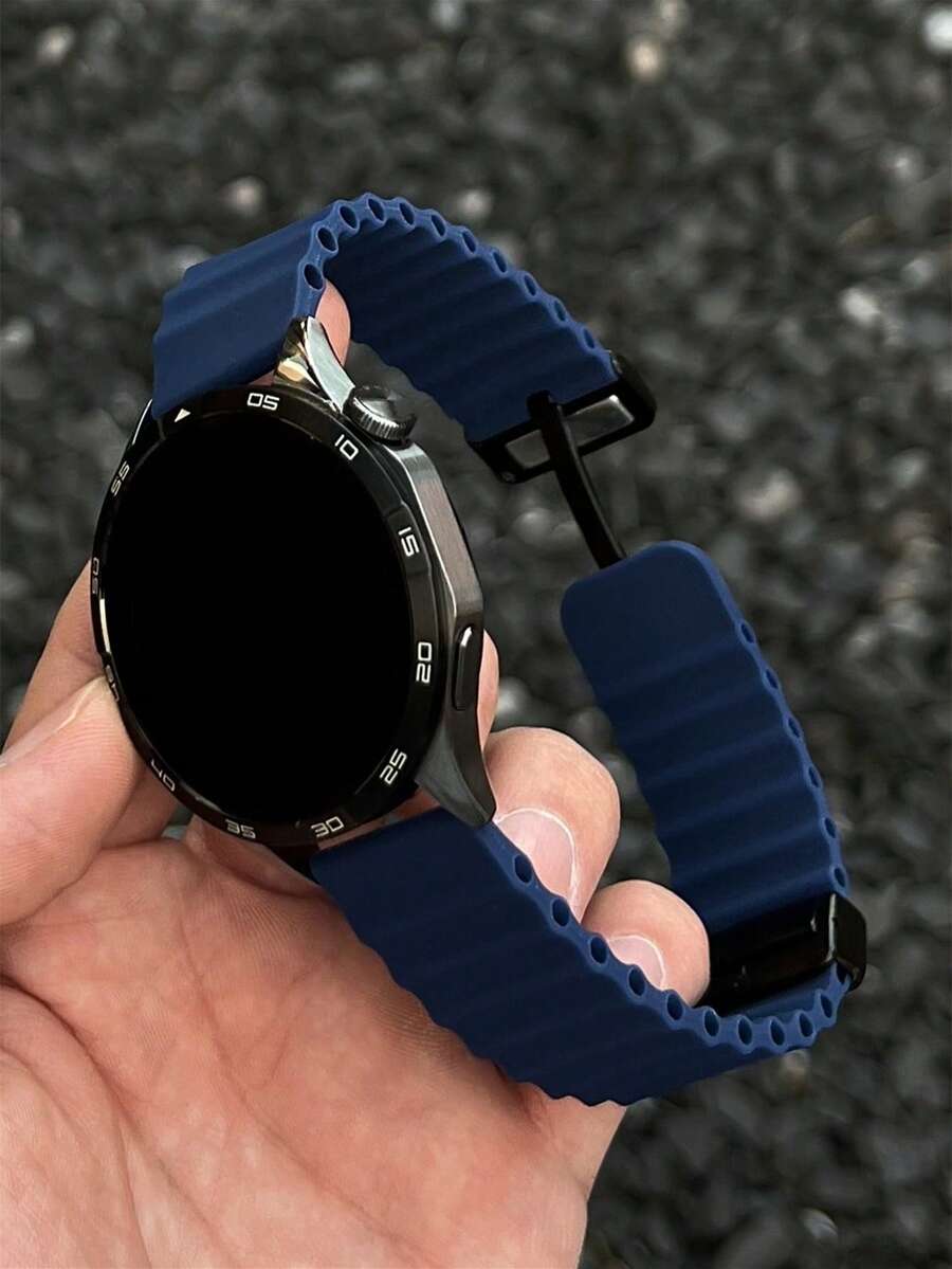 18mm, 20mm, 22mm Silikon Magnetisches Uhrenarmband, kompatibel mit Samsung Galaxy Watch 3/4/5/6/7, Uhrenarmband GT6/5/4/3, Garmin, Amazfit und andere Marken Uhren - Mitternachtsblau - Übersicht 1