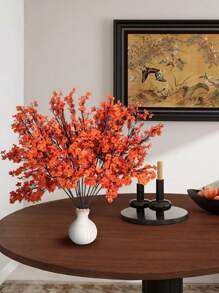 1/3/6 束人造秋季橙色花朵假满天星丝绸茎用于桌面中心装饰花瓶厨房现代家居室内室外感恩节秋季装饰真实触感红色丝绸花束假花用于花瓶家庭办公室婚礼春冬季室内室外中心装饰桌面派对装饰假丝绸植物装饰婚礼派对装饰花束真实触感 DIY 家居花园