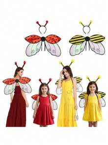 仙女翅膀万圣节仙女服装，女士配饰，蝴蝶瓢虫，蜜蜂角色扮演仙女服装，天使翅膀 - 彩色 - 查看 4