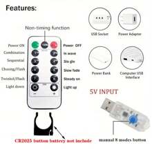 Luzes de fundo para decoração de Natal, luzes LED suspensas para ambientes internos, fonte de alimentação USB, luzes de cortina para quarto, 8 modos de iluminação, crie uma atmosfera festiva