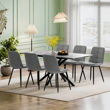 Concrete Effect Dining Table + 6 Grey Linen Dining Chairs