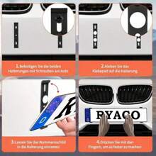 4 件/套欧盟标准车牌架，520x110mm 尺寸适合所有汽车，前后欧式车牌安装（奥地利除外），ABS 材质，防水防震，易于安装，安全锁，附带螺丝和贴纸