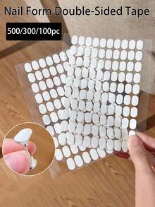100pcs Double-Sided Adhesive Nail Stickers, Suitable For Nail Art Practice, Transparent Seamless Crystal Gel, Fixing Nail Plates, Jelly Gel, Nail Art Supplies, Nail Tools, Nail Art Tools, Back To School Season, Nail Art, Nail Tools, Suitable For Press-On Nails - Multicolor - View 2