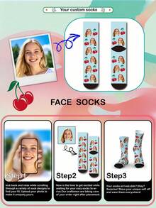1 Pair Of Customized Crew Socks,Custom Face Socks, Custom Photo Sock, Custom Printed Socks, Personalized Funny Face Socks, Custom Picture Socks, Put Any Face On The Socks, Anniversary Gift, Valentine Gift, Birthday Gift, Wedding Gift, Mother's Day Gift, Fall Socks - Black - View 4