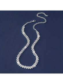 1pc Luxury Rhinestone Claw Chain Geometric Necklace, Gift For Women Wedding Engagement Party