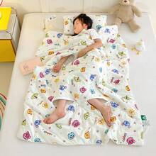 1 件装加厚腹部保暖防踢毯袋，卡通恐龙印花双面多功能幼儿睡袋，适合身高 100 厘米/120 厘米/150 厘米以下