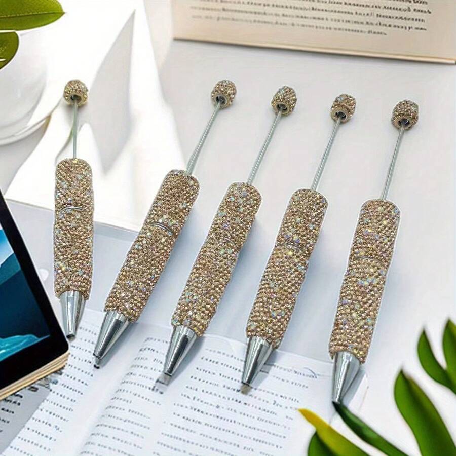 5pcs DIY Bead Pen New Full Diamond Bead Pen Creative Pen Bead Pen - 棕色 - 查看 1