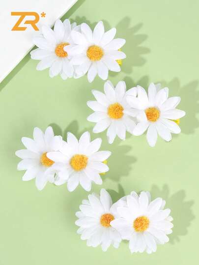 4个白色菊花发夹，女士刘海侧边花朵发夹，精致花卉发饰，适合旅行、节日、派对等场合。