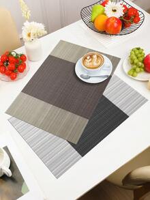 2/4/6/8/12pcs Woven Striped Placemats, Hollow Drain Tea Coasters, PVC Material 11.8in X 17.7in Heat-Insulating Mats, Washable, Trimmable, Easy To Clean, Wipe-Able, Non-Slip, Heat-Resistant, Suitable For Gifts, Room Decor, Dining Table Decor, Home Decor, Birthday Decor, Wedding Decor, Outdoor Decor, Picnic Decor