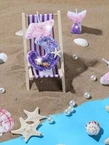 三色渐变贝壳水晶数字0-9生日派对蛋糕装饰蜡烛 - 彩色 - 查看 7