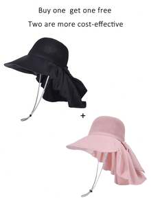 1 Stück Damen Sonnenhut mit Großem Schirm, Sommer Outdoor Hut mit breiter Krempe zum Sonnenschutz - Fischerhut - Übersicht 15