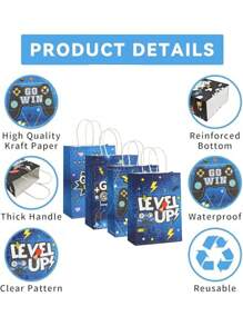 12/24pcs, Game Party Bag, Game Paper Party Bag With Controller, Reusable Game Party Gift Bag Set, Game Player Party Bag With 4 Patterns, Can Be Used For Gifts, Giveaways, Parties, Candy Bags (15 * 8 * 21 Cm)