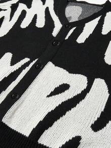 1 件青少年男童休闲户外运动品牌拼色袖口长袖针织开衫，厚款，适合秋冬