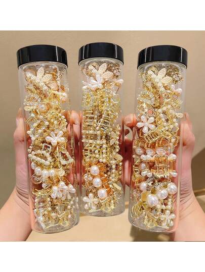 8pcs Women's Elegant Faux Pearl Hair Clips, Assorted Metallic Mini Hair Clips, Decorative Accessories & Gifts Fashion Claw Clips Fashion Hair Clutch Winter Hair Accessories Flower Hair Clips