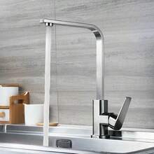 Kitchen Sink Mixer Taps Swivel Spout Single Lever Tap Mono Modern Faucet Black - White - View 8