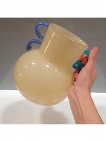 VASO DECORATIVO ENFEITE CASA VIDRO 21x17x17cm MARFIM