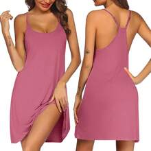 Women's Racerback Sleeveless Nightgown, Sleepwear - 桃紅色 - 查看 1