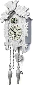 Cuckoo Clock Vintage Large Wooden Wall Clock Handcrafted 13x9.5 Inch (White)