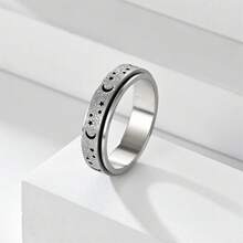 1PCFidget Ring Anxiety Ring For Women Men Titanium Stainless Steel Spinner Ring Fidget Toys Adults Rainbow Black Rose Gold Silver Gold Color Size 6-10 - Silver - View 4