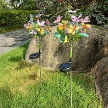 1/2/4pcs Solar Powered Colorful LED Butterfly Flower Garden Ground Stake Lights, Waterproof Outdoor Decor For Yard, Lawn - Pink - View 11