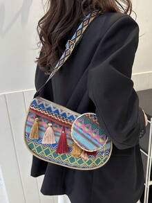 包包女包2025新款小众复古风女士单肩包时尚流苏跨界斜挎包