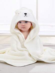 1 件男女通用婴儿动物面部连帽毛巾，独特动物设计婴儿连帽毛巾，超柔软新生儿浴巾，婴儿必备连帽毛巾，四季儿童浴袍斗篷，珊瑚绒卡通动物婴儿连帽浴巾
