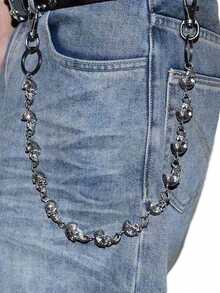 Cadena de cintura gótica punk pesada, cadena de cinturón vintage rock punk para hombres, llaveros - Multicolor - Ver 2