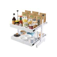 InSyoForeverEC Alloggiamento sottopensile, supporto estraibile, supporto estraibile a 2 strati, lunghezza e altezza regolabili, guide silenziose, supporti da cucina nascosti con 22,05 libbre per strato