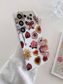 1 件复古花朵、蝴蝶结和蝴蝶图案 TPU 透明软手机壳，带精确相机切口，兼容三星、Nothing、Pixel、INFINIX、小米 Redmi - 彩色 - 查看 2