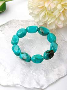 Betykuku 1 pieza Pulsera elástica con cuentas irregulares y coloridas de estilo bohemio, regalo para mujeres y niñas, adecuado para la playa, vacaciones, uso casual y fiestas