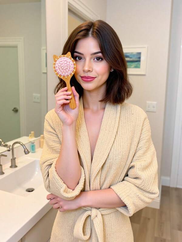 Süße tragbare Luftkissen-Massagebürste aus Bambus, Kopfmassagebürste, Styling-Luftkissen-Haarbürste