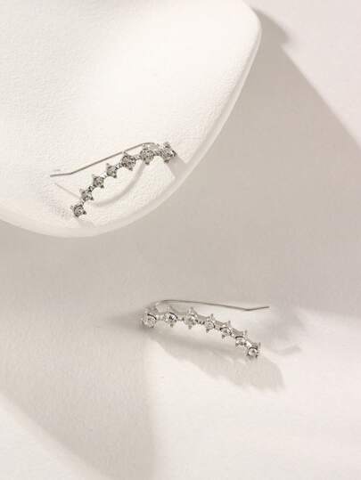 Luxury 7-Pointed Star Earrings, Minimalist Design, Fashionable & Elegant, With PE Film Floating Display Box