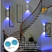 1 Luz noturna moderna com sensor de movimento, luz de parede LED recarregável por USB, iluminação RGB ajustável, adequada para entrada, cabeceira, mesa, guarda-roupa ou luz de degrau magnética