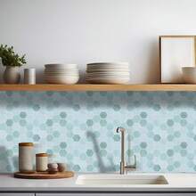 Green  Peel And Stick Wall Tiles, 12x12 Self-Adhesive Marble Effect Kitchen Bathroom Backsplash (10 Sheets) - Green - View 4