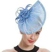 Elegant Alluring Women Derby Church Wedding Feather Sinamay Fascinator Headband Hair Clip Mini Hats Tiny Hats Derby Hat Mini Top Hat Mini Cap, School Stuff