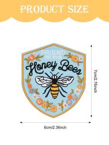 My Friend The Bee Delicate Embroidered Patch, Nature Insect Badge, Delicate Vintage Art Embroidery Dotted Decorative Patch, Iron On, For Jackets, Backpacks, Hats, Gold Embellishment - Multicolor - View 2