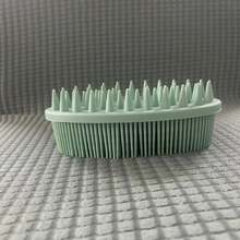 1pc Silicone Cleaning Brush, Suitable For Shower, Shampoo, Bath, Double-Sided Scrubbing Brush, Massage Bath Brush, Bathroom Cleaning Tool - Pointed Grass Green - View 7