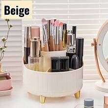 1 件粉色/米色 PP 材质倾斜设计化妆品收纳盒，高端桌面化妆刷架，可旋转梳妆台收纳盒，浴室装饰，办公室，母亲节，情人节礼物浴室配件 - 彩色 - 查看 5