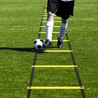1pc Agility Ladder - Soccer Basketball Fitness Training Rope Ladder, Footwork Hop Speed Ladder Soft Ladder Football Training Equipment