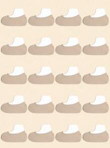 10 Pairs Of Children's Summer Thin Mesh Breathable Pure White Heel Anti Slip Low Vamp Invisible Boat Socks, Versatile For Daily Use
