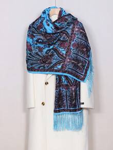 1pc Paisley Pattern Elegant Polyester Scarf, Printed Long Scarf/Shawl For Autumn/Winter - Multicolor - View 11