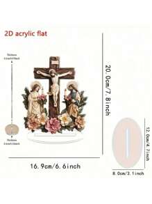 Unique Acrylic Carved Sacred Heart Of Jesus Statue With Base, Religious Themed Collectible Decor Suitable For Desk, Bedroom, Office, Dining Room, Bar, Bathroom, Living Room, Kitchen, No Power Needed, Versatile Holiday Gift
